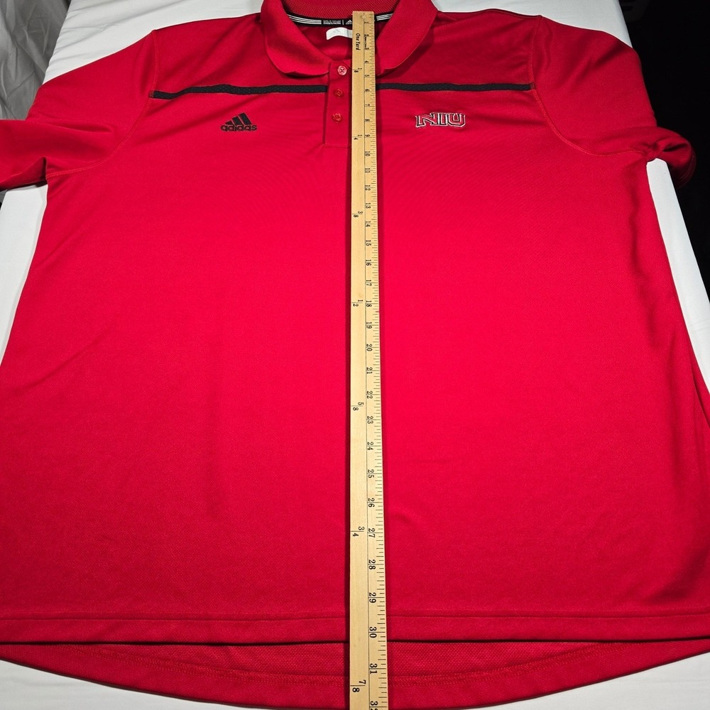 Adidas NIU Huskies Climalite Polo Shirt Mens 2XL Red Short Sleeve Golf Gym Sport - Picture 5 of 8